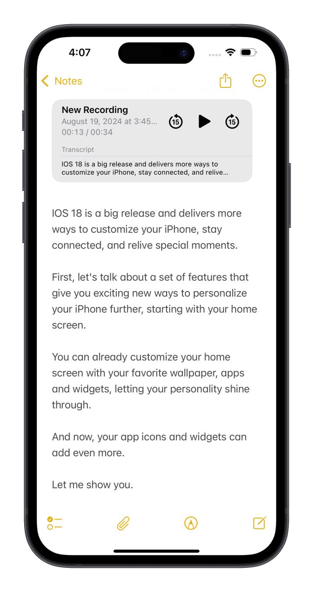 iOS 18 备忘录 4 大亮点新功能教学：语音转文字、数学式计算、重点标记都来了