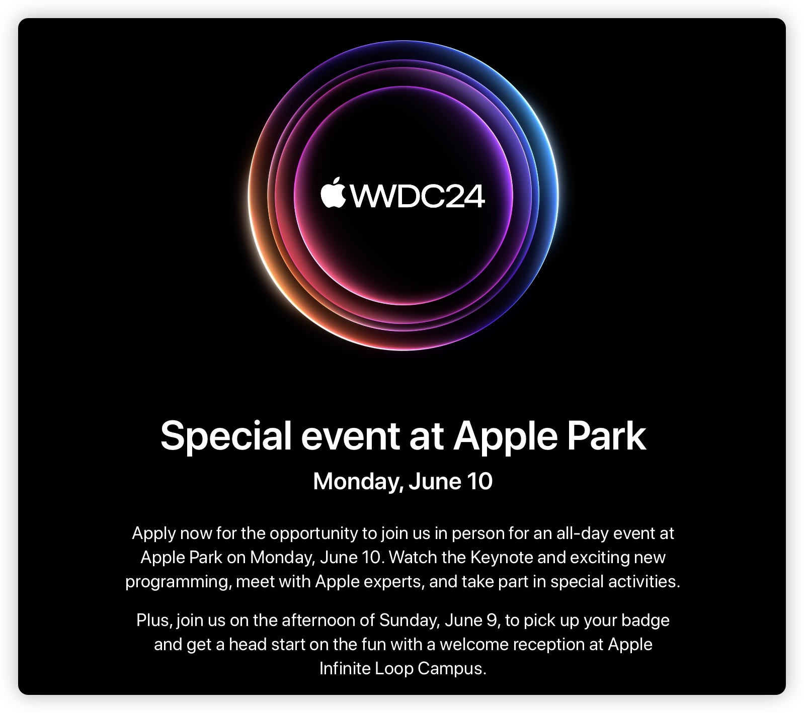 WWDC 2024 时间确定 6/10 举办！苹果邀请函正式发出