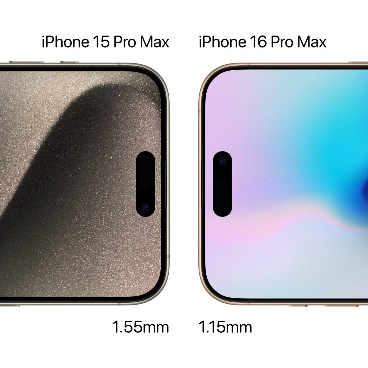 iPhone 16 Pro 边框史上最窄！一张图带你比较新旧边框厚度差异